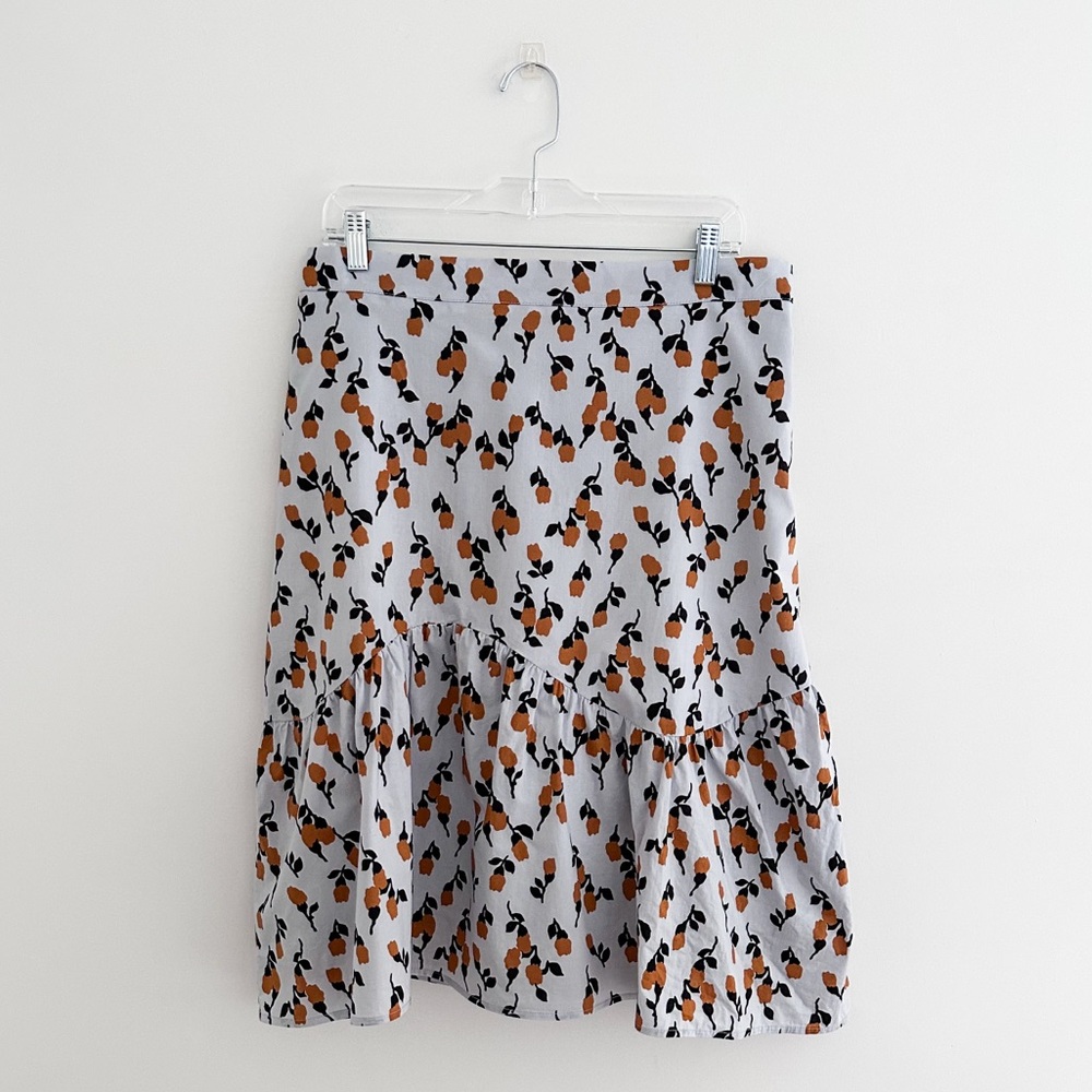 Code X Mode Cotton Floral Skirt Blue Black Amber With Ruffle Flounce Size Large